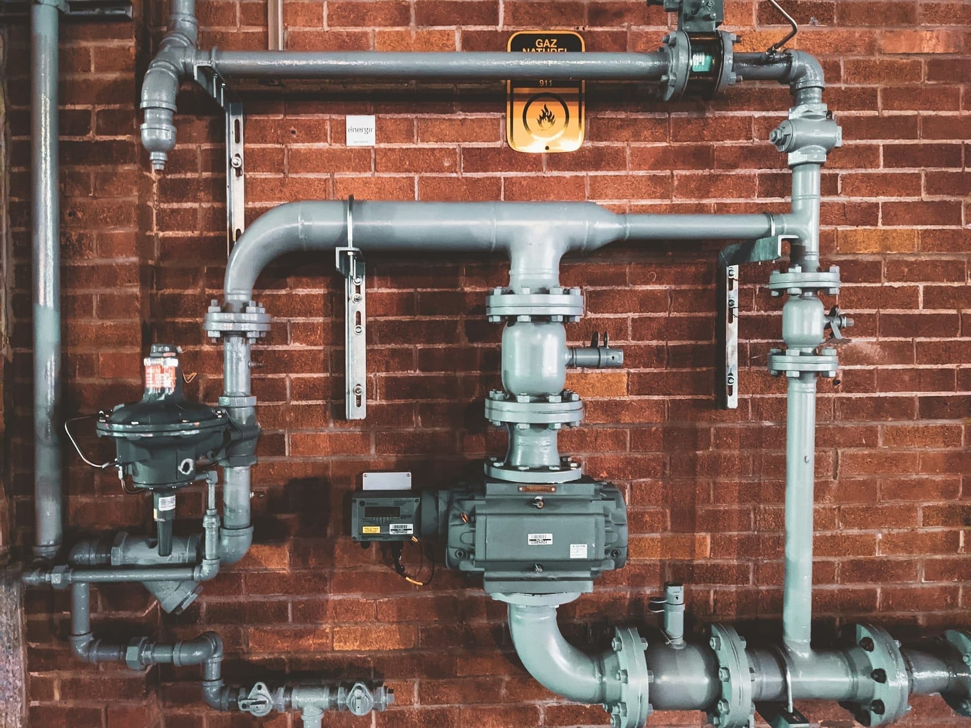 Black and grey metal pipework